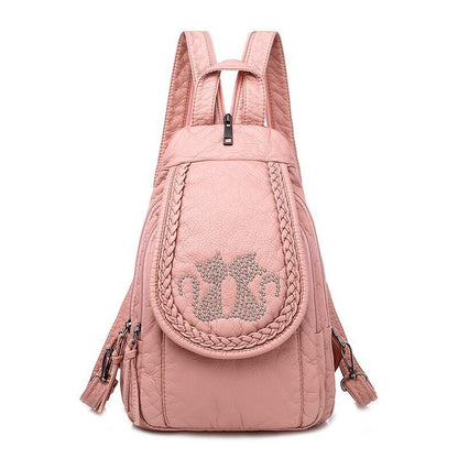 High Quality Backpack Women New Leather Backpack School Bag for Teenage Girls