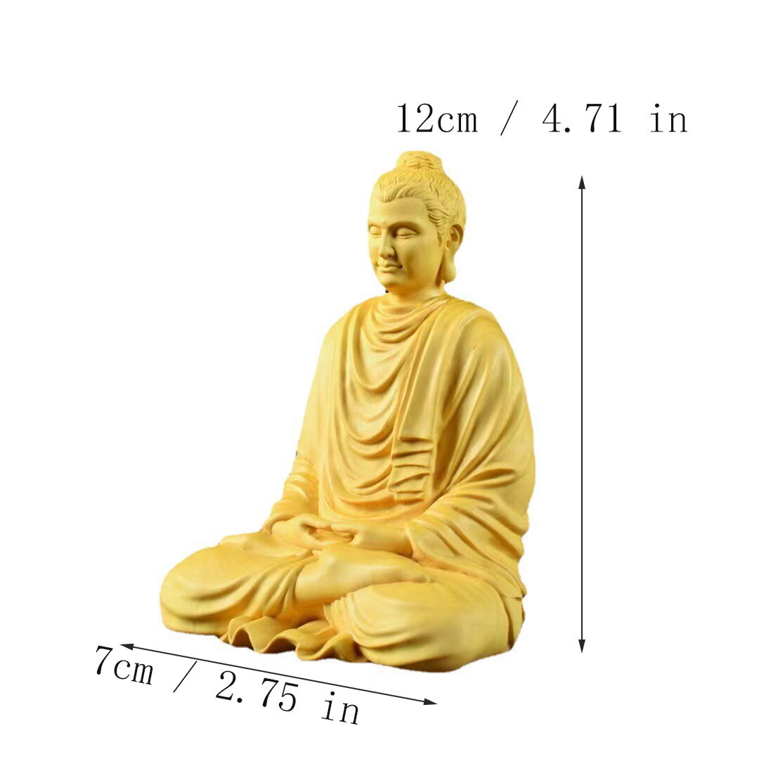 Wooden Shakyamuni Buddhist Figure Statue Solid Wood Hand Carving Chinese Buddha