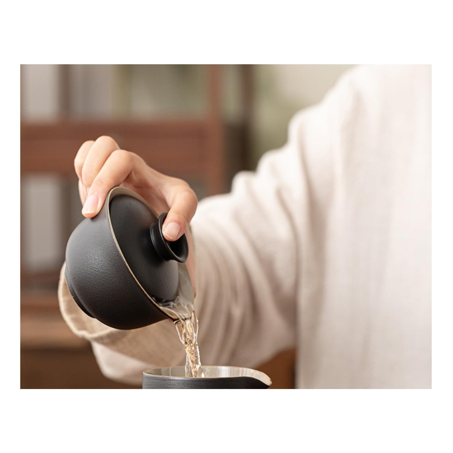 Ceramic Frosted Gaiwan Tea Cup 140ml 4.8oz Handmade Chinese Kung Fu Tea Set