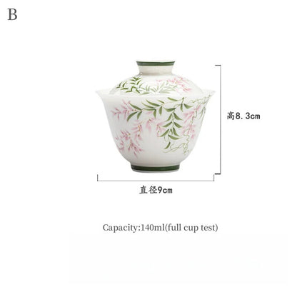 Hand Painted Gaiwan Set for Tea TureenTeaware Cup Chinese Bowls Tea Ceremony