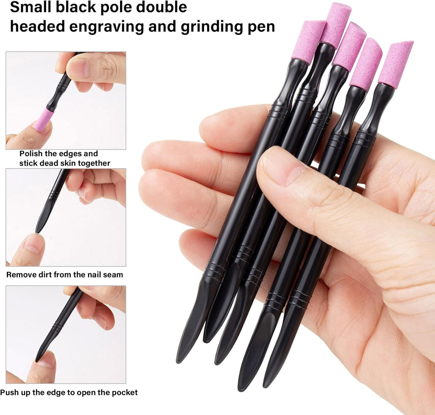 10X Nail File Cuticle Stone Pusher Trimmer Nail Sanding Sticks Nail Buffing Tool