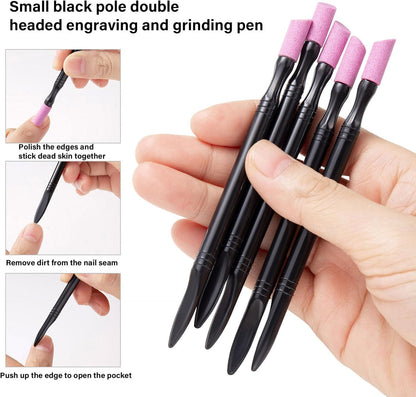10X Nail File Cuticle Stone Pusher Trimmer Nail Sanding Sticks Nail Buffing Tool