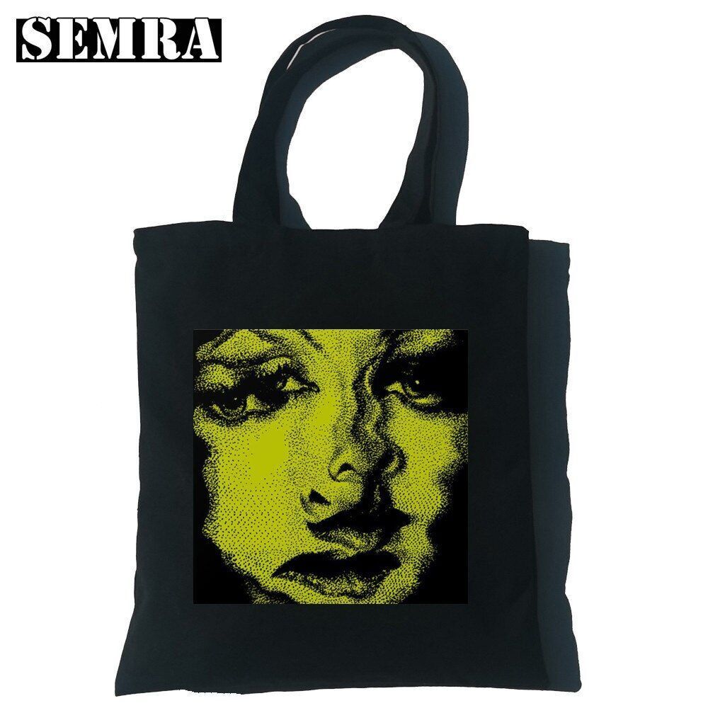 Punk Vintage Large Cartoon Canvas Bag Gothic Shopper Bag Shoulder Bag Pocket 1PC