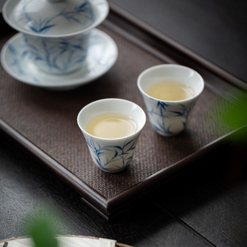 1pc Hand-Painted Bamboo Tea Cup Home Kung Fu Tea Ceramic Master Cup