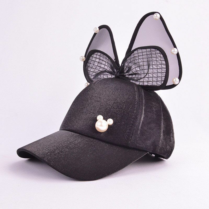 Baby Hats Spring Summer Girl Baseball Caps Glitter Rabbit Ear Pearl Sun Children