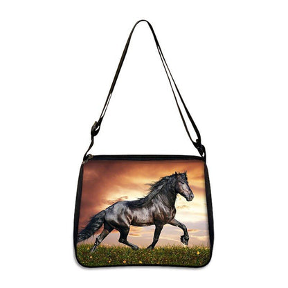 Horse Print Handbag Canvas Shoulder Bag Messenger Bags Travel Crossbody Nylon