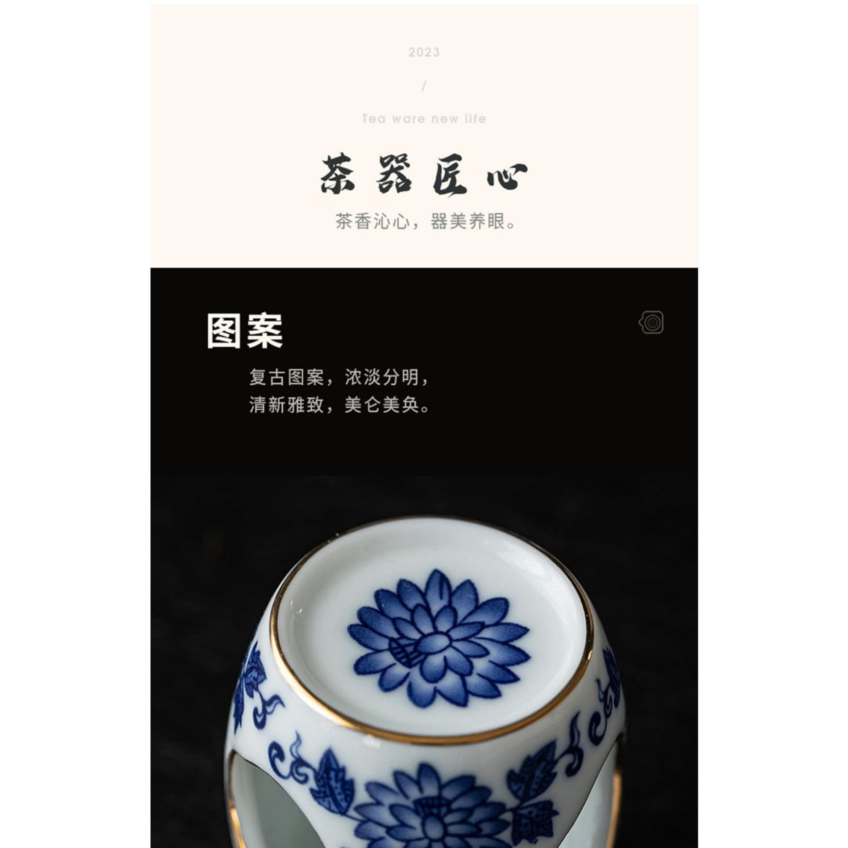 Chinese Blue White Ceramic Tea Pet Teapot Cover Holder 4.3cm Tea Play Tea Decor