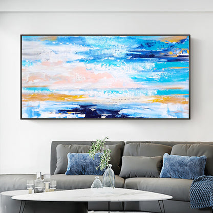 Modern Minimalist Living Room Porch Vertical Sea Sky Hand-painted Oil Painting