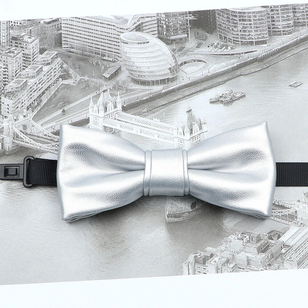 Men Bow Tie PU Leather Patchwork Female Necktie Adult Cravate Wedding Party Wear