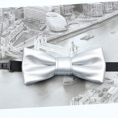 Men Bow Tie PU Leather Patchwork Female Necktie Adult Cravate Wedding Party Wear