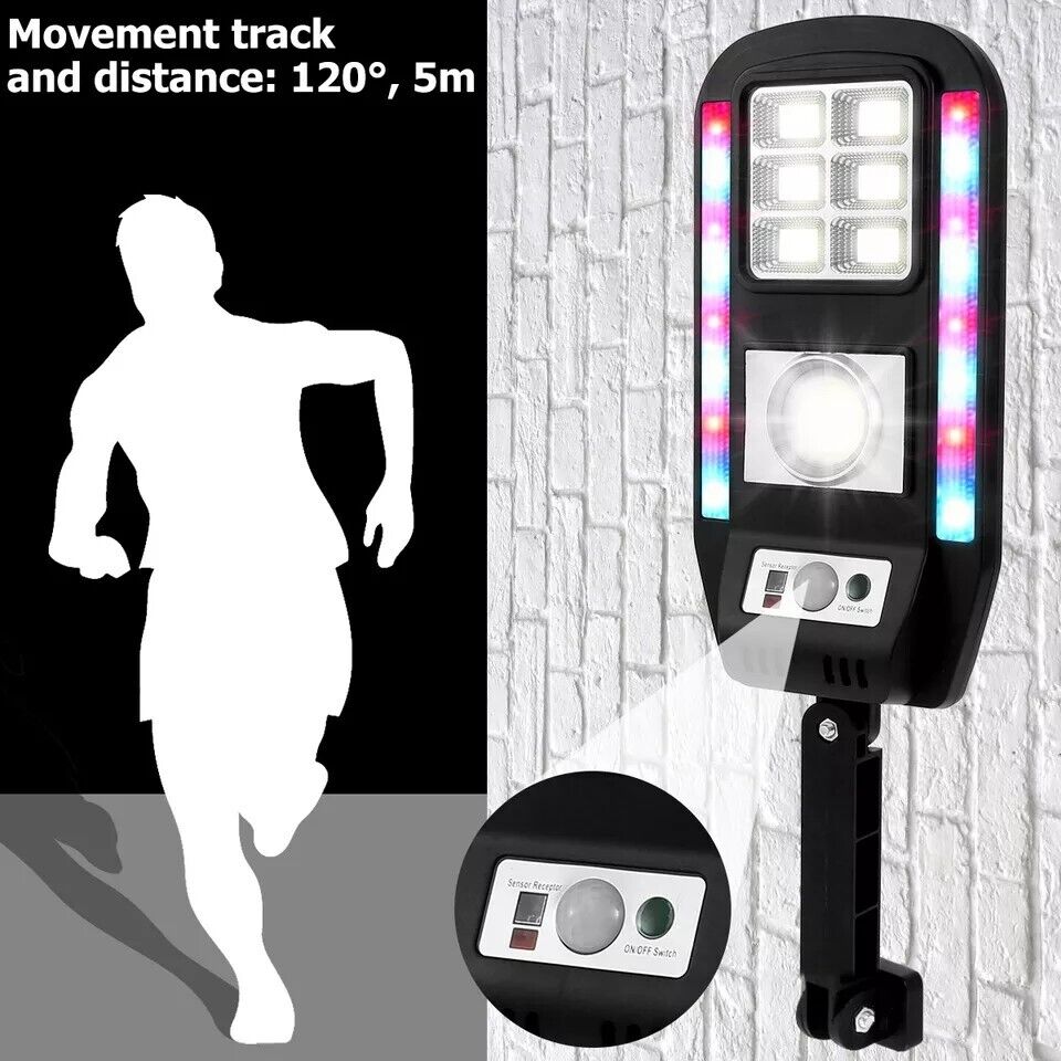 Lampara Luces LED Solar De Pared Para Exterior con Sensor Movimiento LUZ Policia