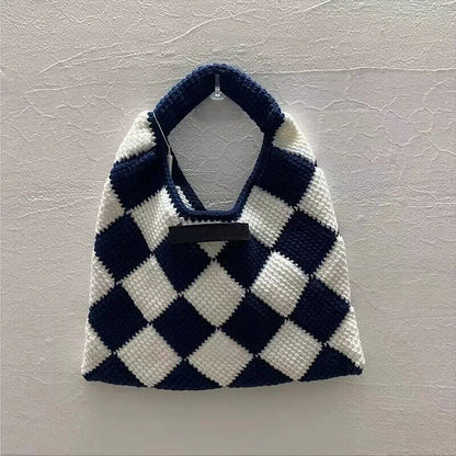 Autumn Winter Women'S Woolen Chess Handbag Cute Women'S Underarms Bags