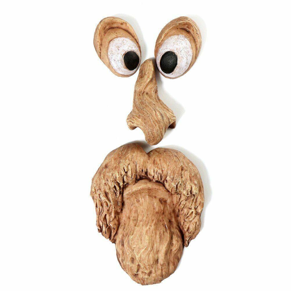 Tree Bark Face Halloween Outdoor Garden Statue Ghost Face Sculpture Decoration