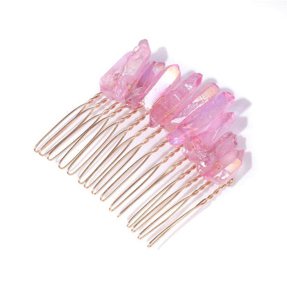 Women Hair Combs Irregular Healing Crystal For Bride Hairpin Wedding Accessories