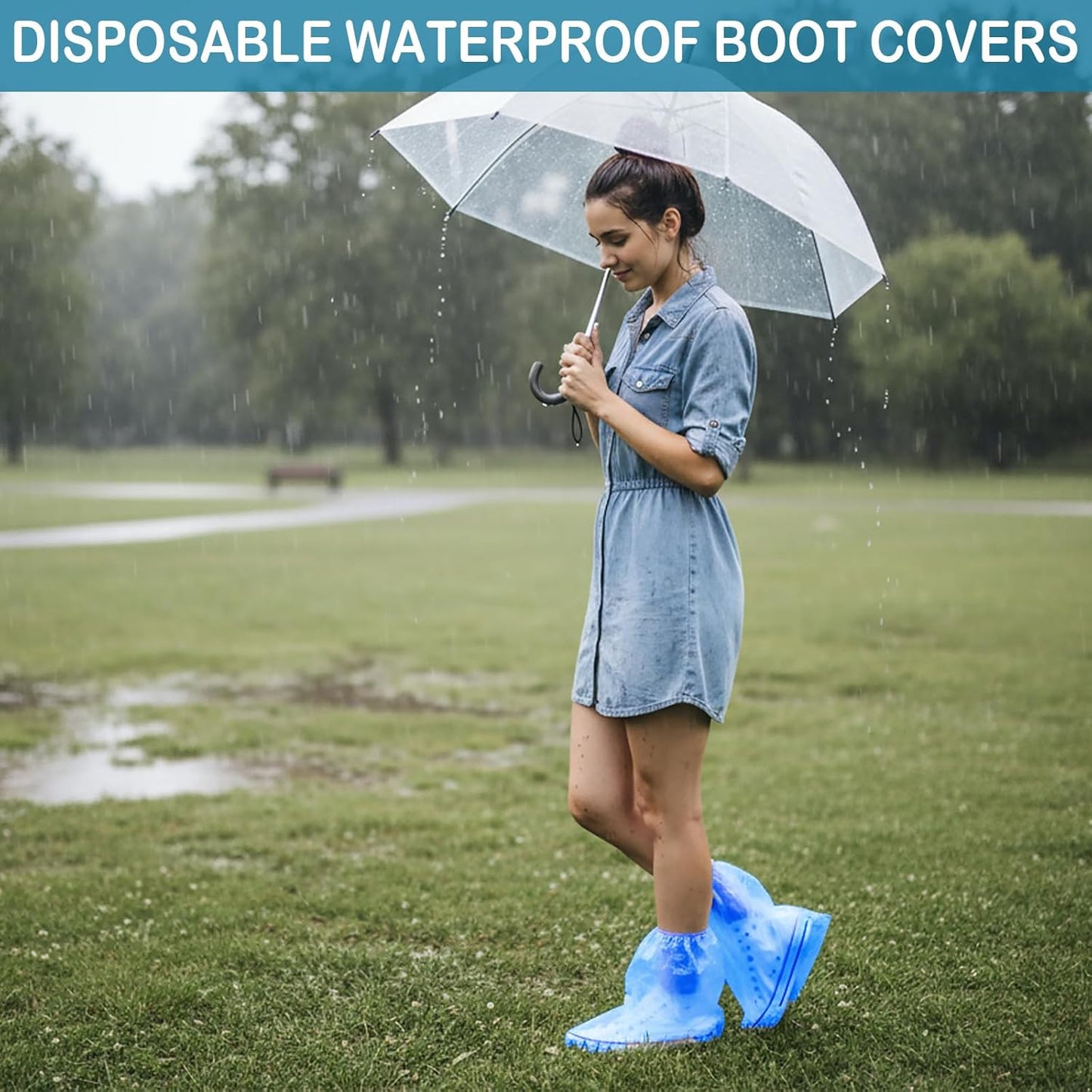 20Pcs Shoe Covers Boot Covers Plastic Disposable Waterproof Shoe Covers, Shoes C