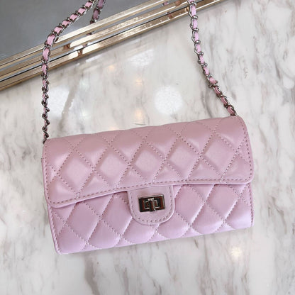 Quilted Lambskin Leather Wallet Chain Purse Phone Clutch Crossbody Shoulder Bag