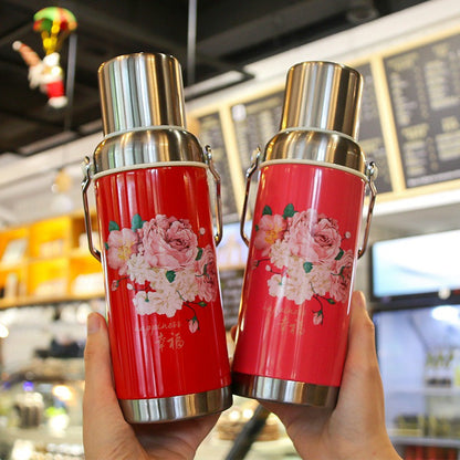 600ML Retro Water Bottle Large Capacity Portable Travel Stainles Steel Tea Pot