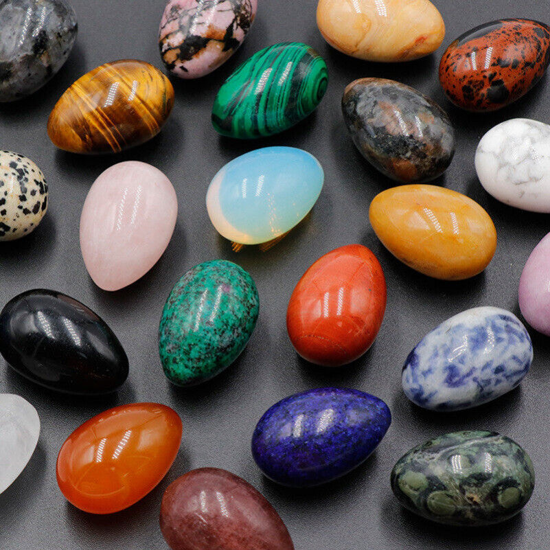 20pcs Mixed Natural Egg Quartz Crystal Skull Carved Healing Gem Reiki No Hole