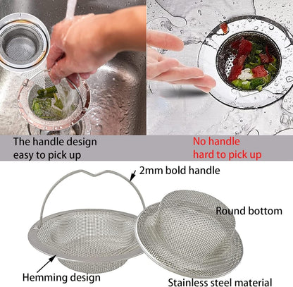 2PCS Kitchen Sink Strainer Large Wide Rim 4.5" Stainless Steel Mesh Drain Filter