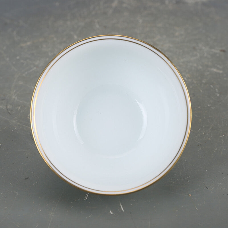 3.6" Collect Chinese Blue-and-white Porcelain Peanut Cabbage Insect Cup '生财有道'