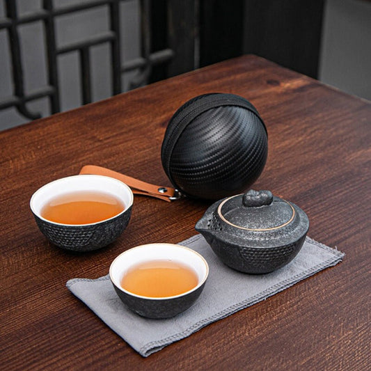 Ceramic Teapots with 2 Cups Portable Travel Tea Set