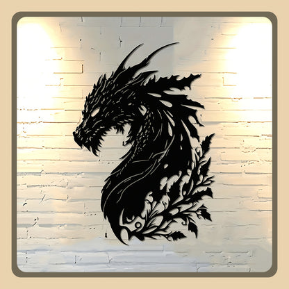 Animal Plant Patterns Unique Housewarming Gift for Home Metal Dragon Wall Art