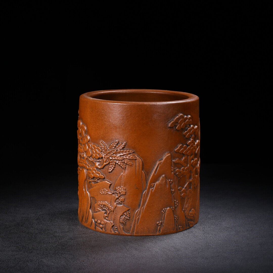 Chinese Yixing Zisha Clay Handmade Exquisite Penholder （笔筒 底款：杨季初）