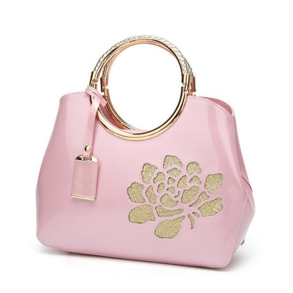 28*22*10.5 Cm Patent Leather Handbag Shoulder Bag Luxury Hollow Purse Blue Red