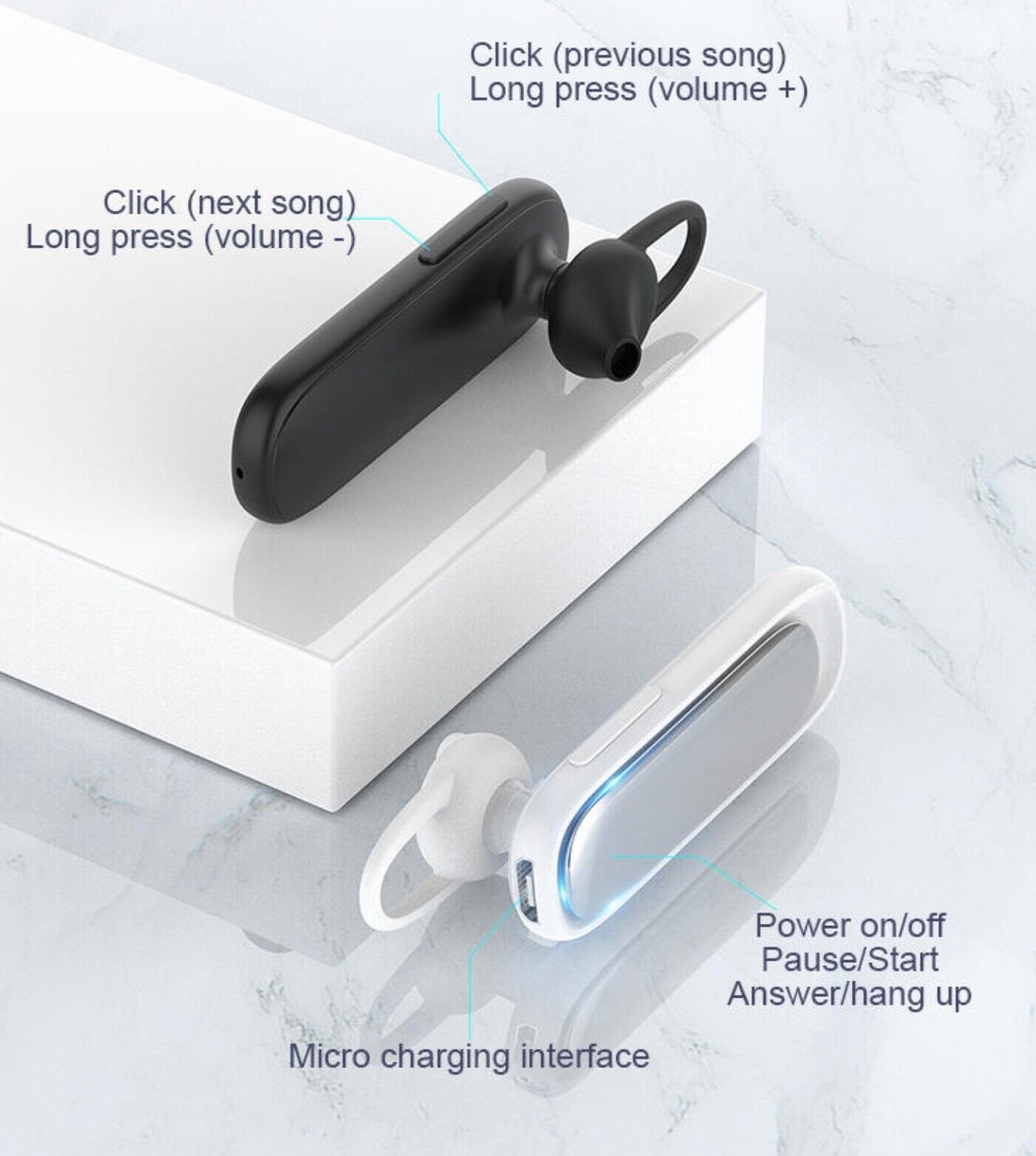 Bluetooth Driving Trucker Headset Earphone Earpiece Noise Cancelling LG12 Single