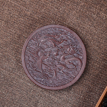creative holder for tea pot yixing zisha purple clay round animal carved pot mat