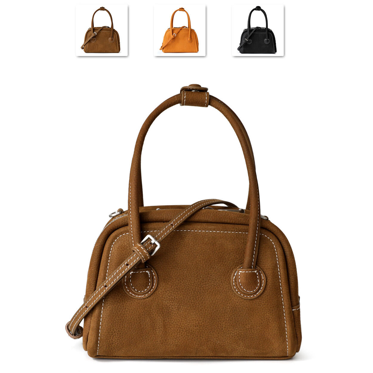 Small Mini Real Leather Handbag Boston Tote Purse Shoulder Bag Crossbody Fashion