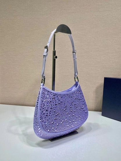 Full Diamond Underarm Bag Shoulder Purse Elegant Wedding Banquet Nylon Shell Bag
