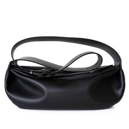 Wide Strap Real Leather Shoulder Bag Draped Pouch Crossbody Sling Bag Purse Hobo