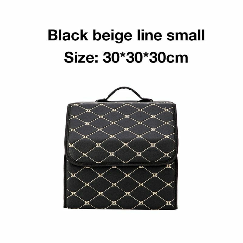 Car Trunk Storage Organizer Bag PU Leather Box Folding Stowing Tidying SUV Broad