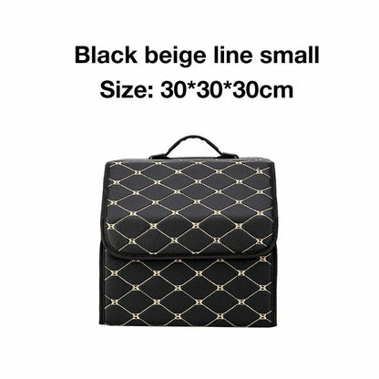 Car Trunk Storage Organizer Bag PU Leather Box Folding Stowing Tidying SUV Broad