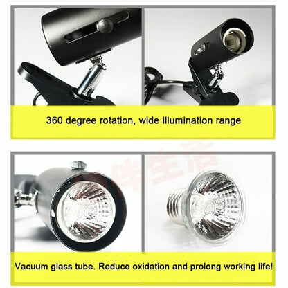 Reptile Lamp UVA UVB 3.0 Clip-on Ceramic Light Holder Turtle Basking UV Heating