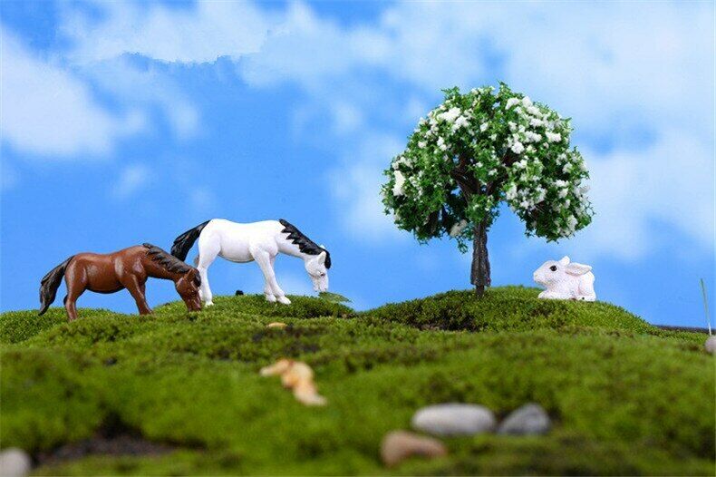 Moss Micro Landscape Deco Garden Mini 4pcs Horses Bottle Decoration Supplies