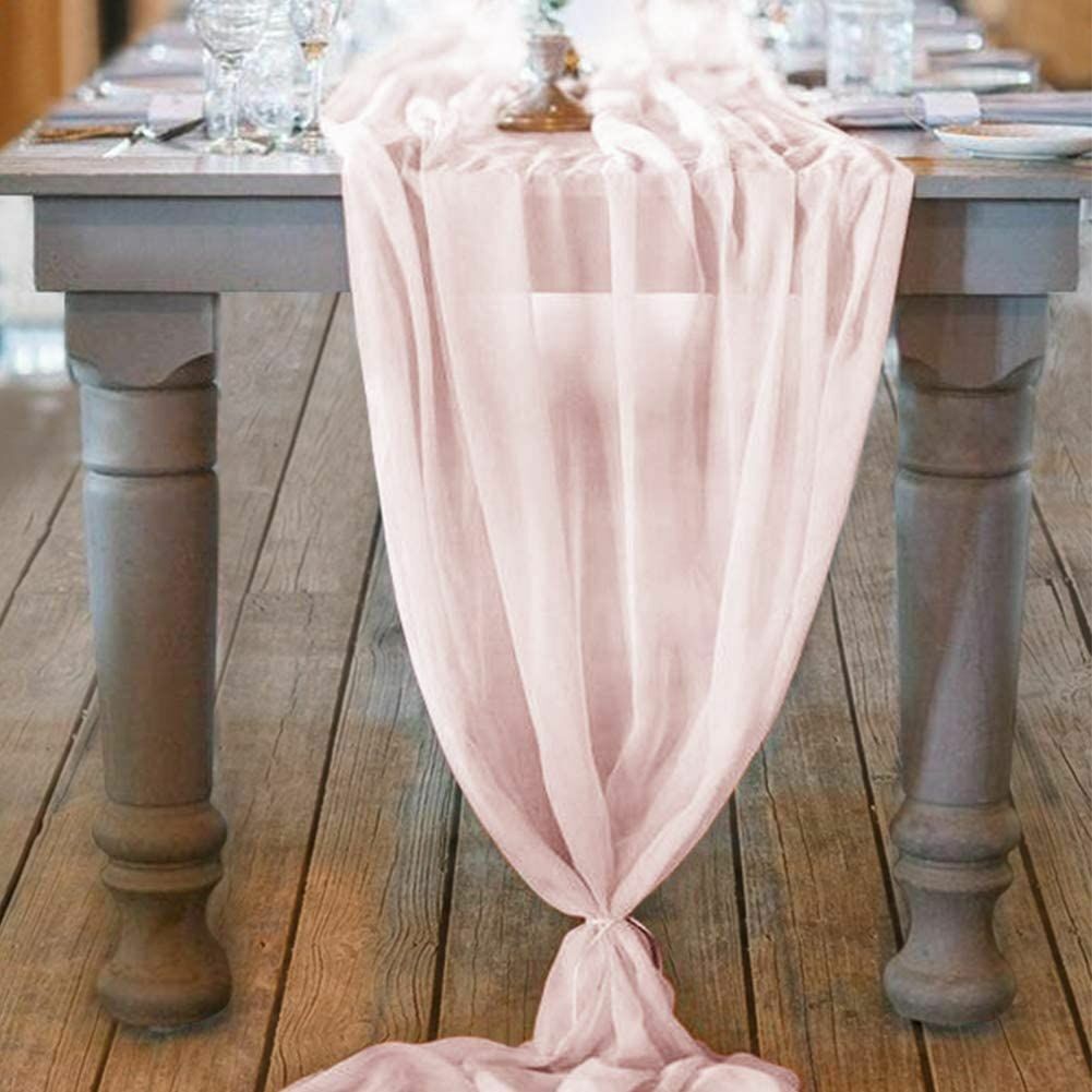 Wedding Table Runner 70x500cm Polyester Flowing Romantic Dusty Rose Party Decors