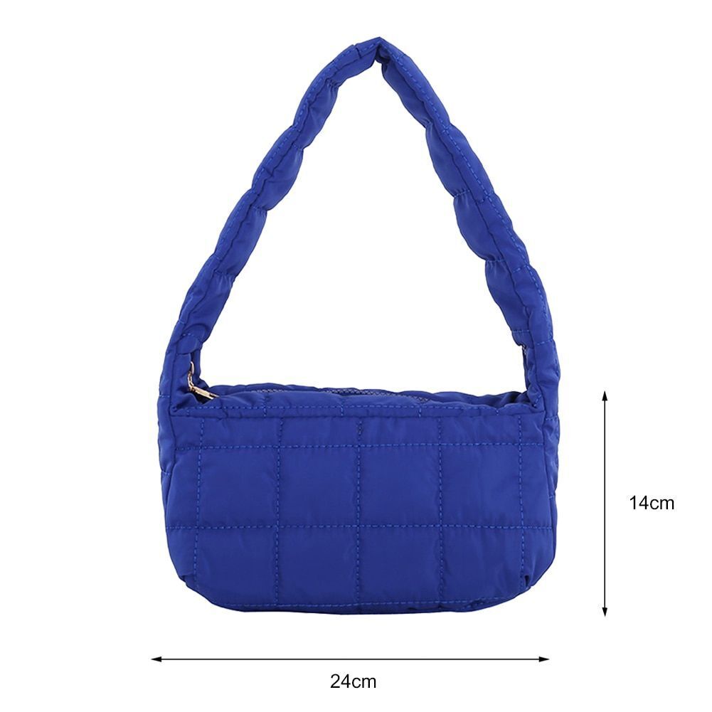Lattice Pattern Shoulder Bag Cotton Handbag Large Capacity Purse Feather Padded
