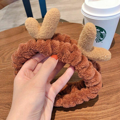 Hairbands Wash Face Women Soft Warm Coral Fleece Bow Animal Ear Hair Accessories