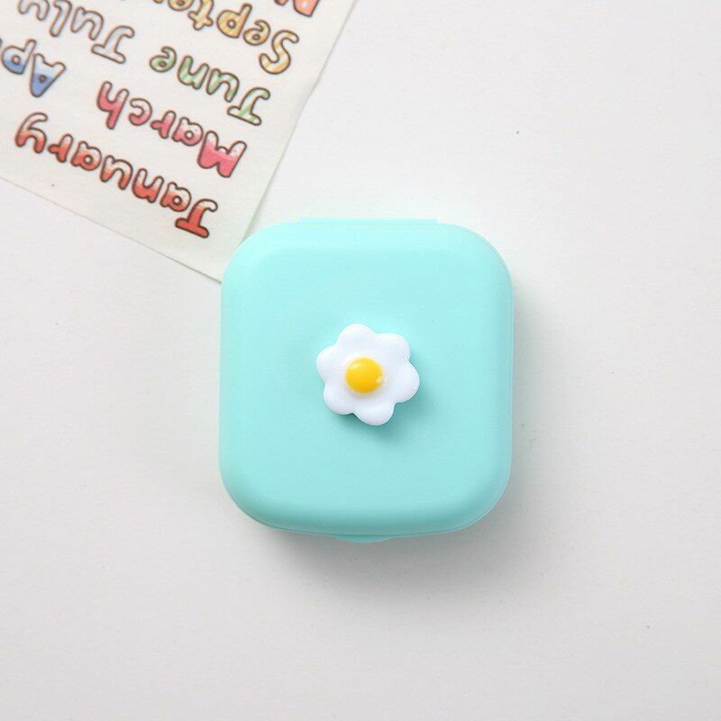 Contact Lens Case Box Mirror Women Mini Square Lovely Eyes Container Bag Travel