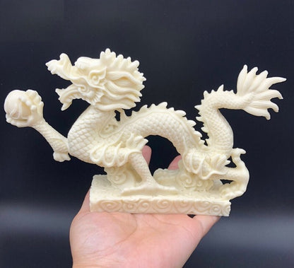 Chinese Dragon Holding A Pearl Ball Statue Feng Shui Decor