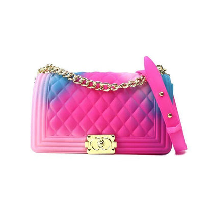 Yellow Green Pink Jelly Bag Multicolored fashion purse Crossbody Chain Bastex