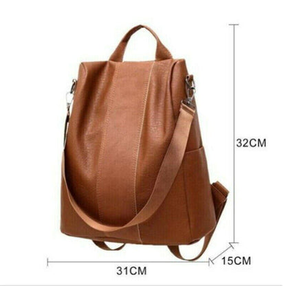 Women's Leather Backpack Large Capacity School Bag Teenager Anti Theft Backpack