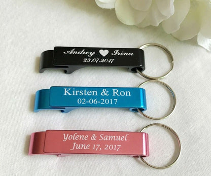 Personalized Bottle Opener 50pcs Custom Engraved Key Rings Wedding Name Gift Day