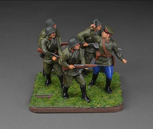 Handmade 1/72 WWII Soviet Infantry 5 Soldiers Model