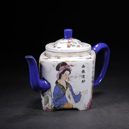 l-0Chinese Yixing Zisha Clay Handmade Exquisite Teapot （四大美女 底款：金鼎商标）