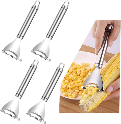 4x Stainless Steel Corn Cob Peeler Stripper Remover Kitchen Cutter Thresher Tool