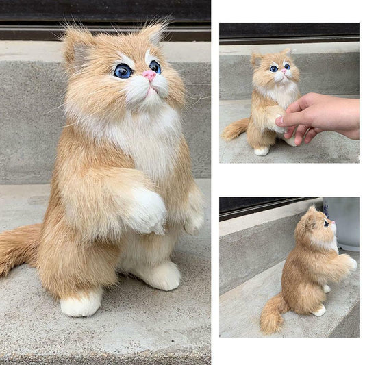 1PC Lifelike Fake Cat Plush Toy Simulation Stuffed Animal Fluffy Doll For Kids