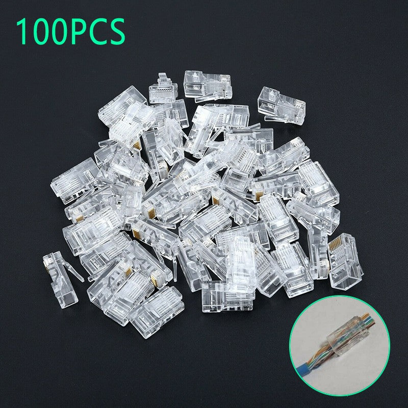 100Pcs Mini RJ45 Network Plug 8P8C CAT5e Cable Connector End Pass Through